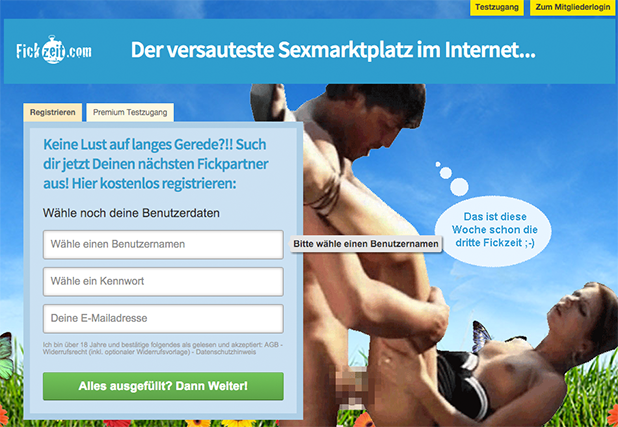 Die Fickzeit.com Startseite macht Lust auf mehr